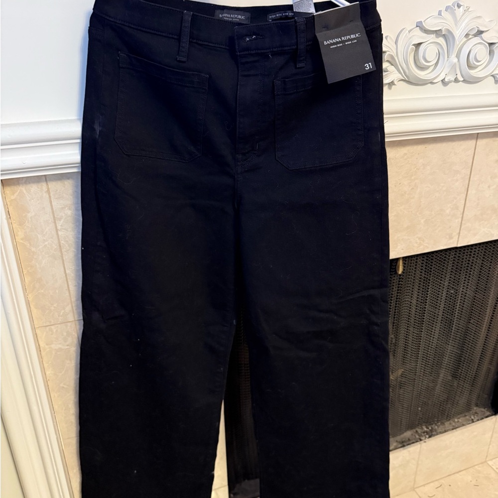 Banana Republic High Rise Wide Leg Pants - Black